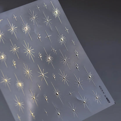 Gold Silver Starlight Laser Pink Colorful Glitter Star Bronzing Rhinestones Relief Nail Art Decorations Stickers Manicure Decals