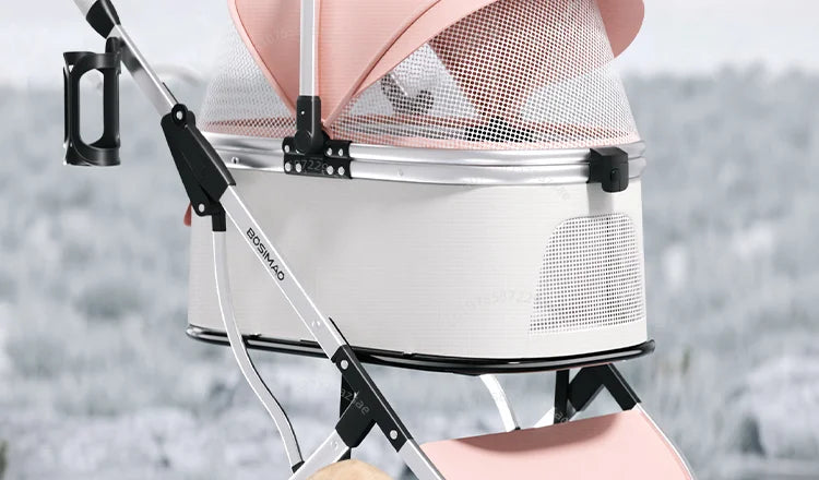 Lightweight Pet Stroller Dog-specific Travel Stroller Foldable High-view Pet Stroller Large Space Removable Carry Basket Cat Car