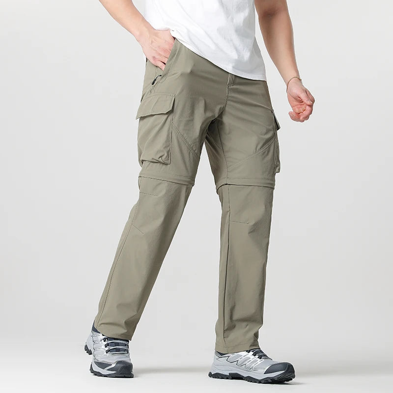 Men's Cargo Hiking Convertible Pants, Waterproof, Quick Dry, Lightweight, Removable Zipper, Perfect for Outdoor Adventures, Fishing and Camping, All-Season Versatile Hiking Gear.
