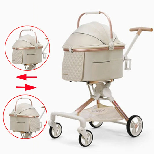Foldable Pet Cart Strollers Basket Change Direction Medium Dogs Strollers Detachable Cat Dog Trolley Carrier Wheels Outdoor