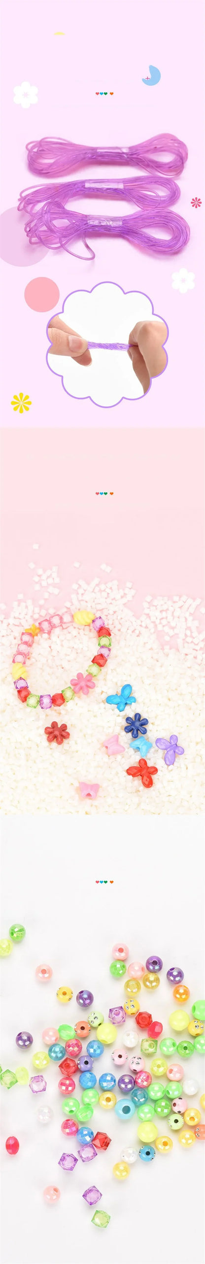 Girls DIY Bead Set Jewelry Making Kit for Kids Girl Pearl Beads for Bracelets Rings Necklaces Creativity Kits Art Craft Toy