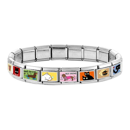 2026 Women's Funny Cat Bite Tail Elephant Dog Animals Italian Charm Link Fit 9mm Stainless Steel Module Bracelet Making Jewelrys