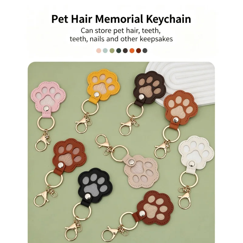 S27 Dog Hair Collector Keychain Leather Pet Memorial Gift Keepsake for Dogs and Cats Fur Storage Pendant Charm Gift Keychain