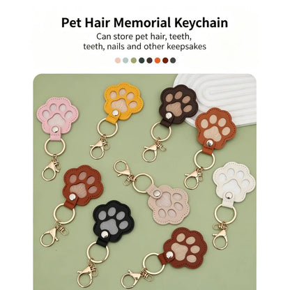 S27 Dog Hair Collector Keychain Leather Pet Memorial Gift Keepsake for Dogs and Cats Fur Storage Pendant Charm Gift Keychain