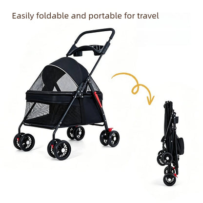 Multi Function Pet Stroller Foldable Push Pull Trolley Carrier Handbag for Cats Small Dogs Outdoor Travel Daily Use 펫 유모차
