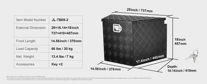 SucceBuy Trailer Tongue Box Aluminum Alloy Tongue Box Tool Chest Heavy Duty Trailer Box Utility Trailer Tongue Box for Pickup