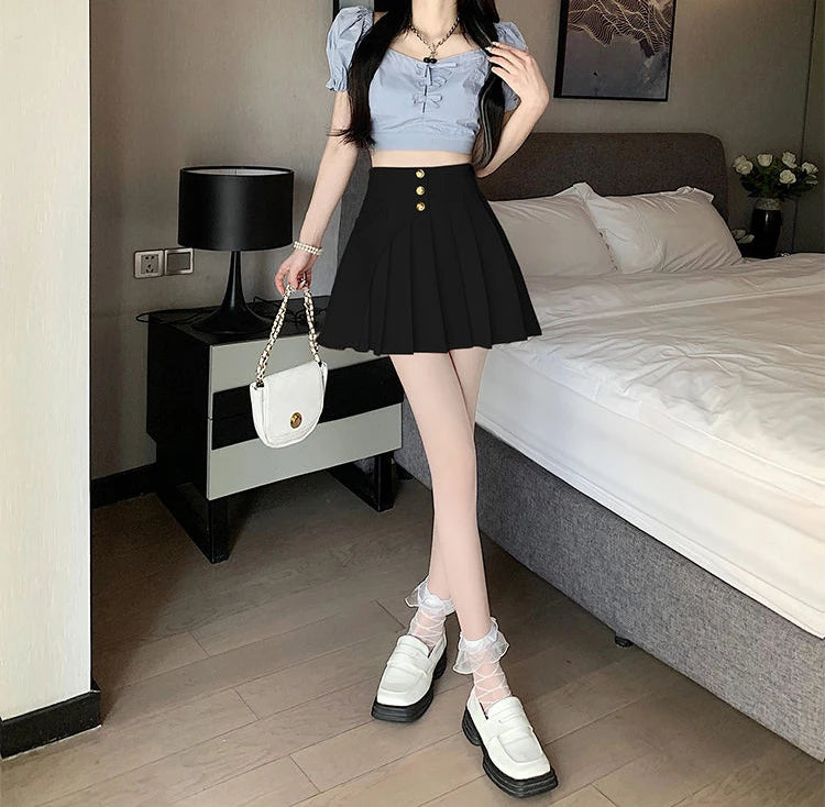 Black Pleat Skirts for Woman White High Waist Pleated Mini Clothes Short Kawaii Cute Women's Skirt Aesthetic Cheap Summer 2025 V