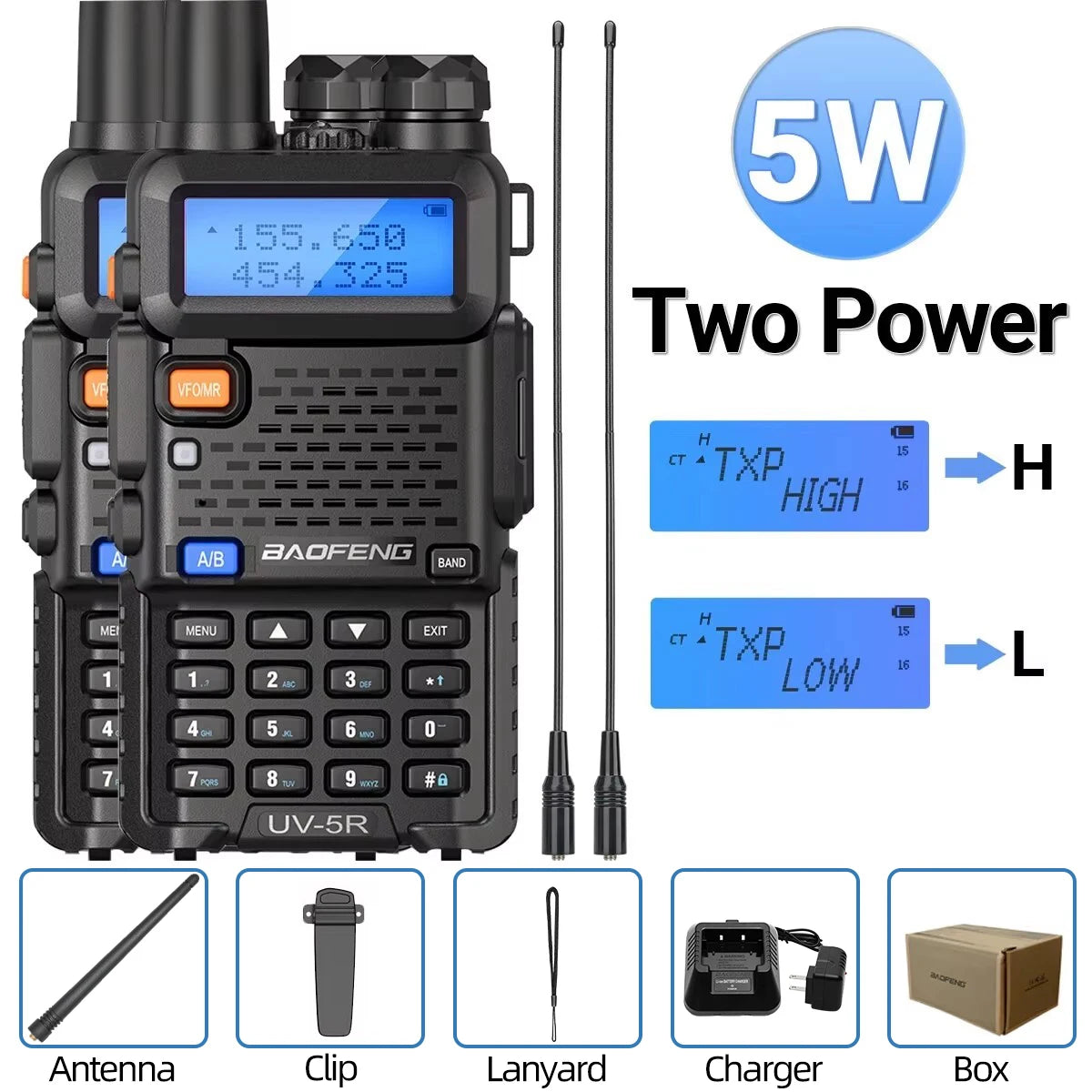 1/2PCS Baofeng UV 5R 5W 8W Walkie Talkie Portable Ham CB Radio Dual Band VHF UHF FM Transceiver Two Way Radio UV82 S9 K5 Plus