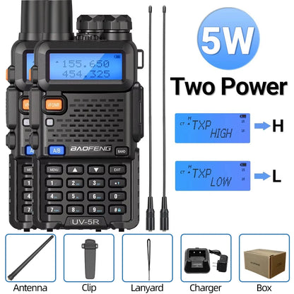 1/2PCS Baofeng UV 5R 5W 8W Walkie Talkie Portable Ham CB Radio Dual Band VHF UHF FM Transceiver Two Way Radio UV82 S9 K5 Plus