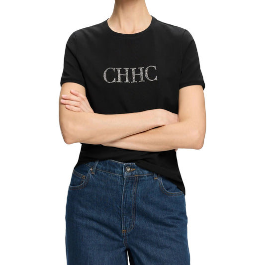 CHCH Summer Women's Elegant T Shirt Casual O-neck Pure Cotton T-Shirt Women Fashion Letter Diamonds Versatile Short Sleeve Tops