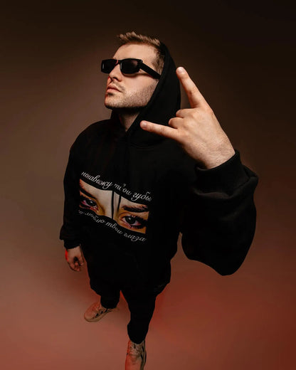Harajuku Oversized Streetwear Pullover Men's Hoodies Eyes Graphic Print Hooded Sweatshirt Hip Hop Aesthetic Tops Goth Y2k Winter