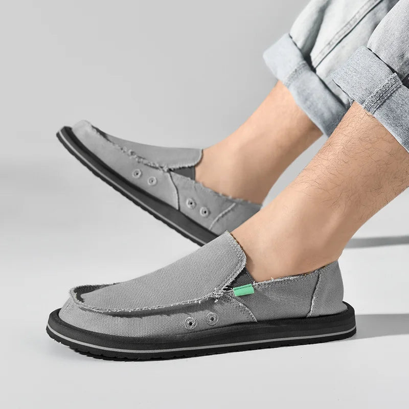 2025 New Spring Handmade Canvas Casual Men Shoes Design Fashion Sneakers Man Loafers Breathable Low Top Flat Shoes Soft Driving