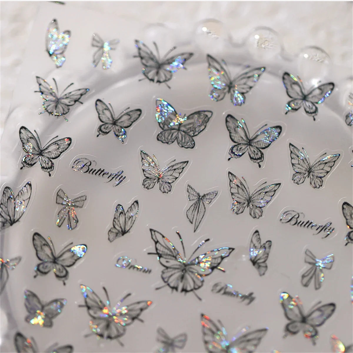 1pcs 5D Japanese Black Butterfly Nail Art Stickers Glitter Shiny Kawaii Self Adhesive Manicure Decorations Tool Decals Accessory