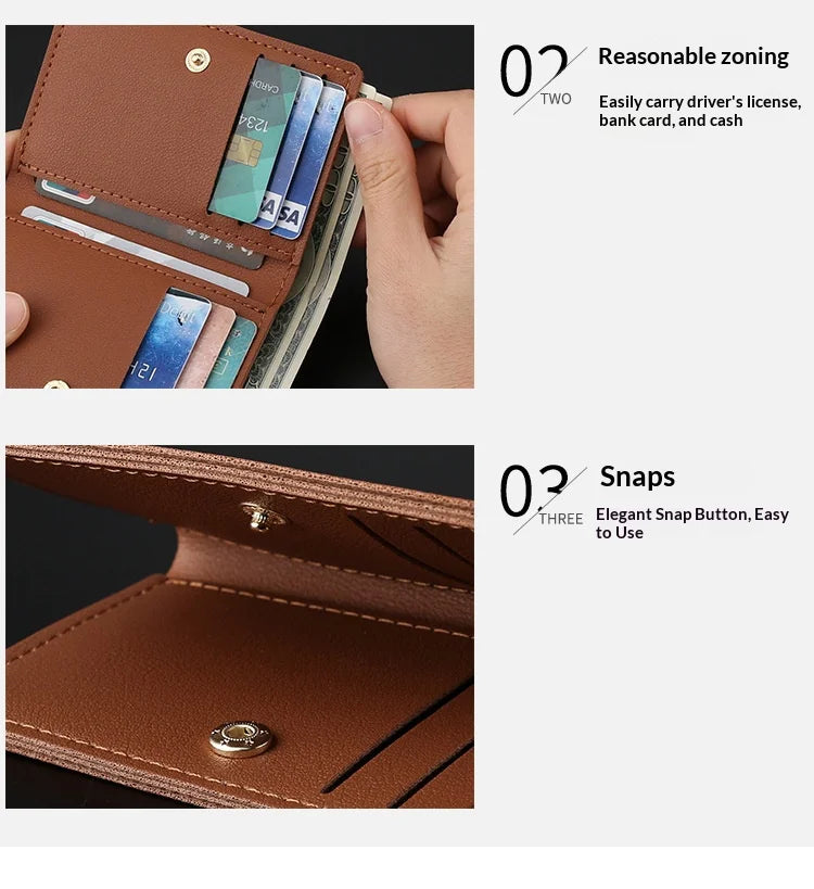 Homefish Solid Color PU Leather Small Wallet for Short Simple Women's Purse with Buttons Ultra Thin Credit Card Bag Coin Purse