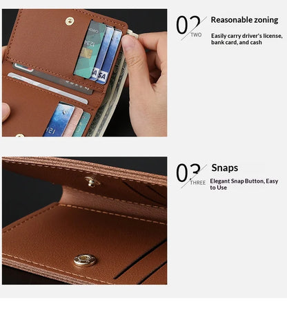 Homefish Solid Color PU Leather Small Wallet for Short Simple Women's Purse with Buttons Ultra Thin Credit Card Bag Coin Purse