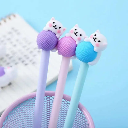 1 Pcs Lytwtw's Cute Creative Cat Gel Pen Cartoon Kawaii Stationery Office School Supplies sweet pretty lovely cartoon Handles