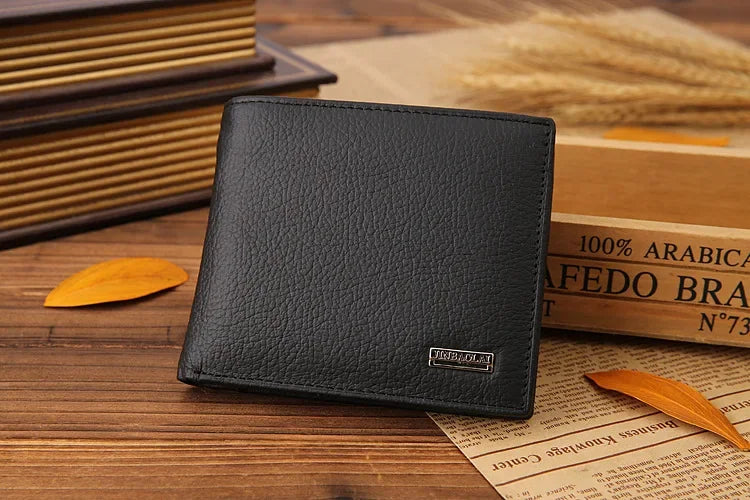 100% Genuine Leather Men Wallets Premium Product Real Cowhide Wallets for Man Short Black Walet Portefeuille Homme