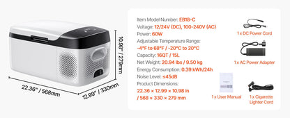SucceBuy 15L - 55L Car Refrigerator Mini Fridge Freezer Portable Compressor Cooler DC 110-240V Ice Box for Camping RV Travel