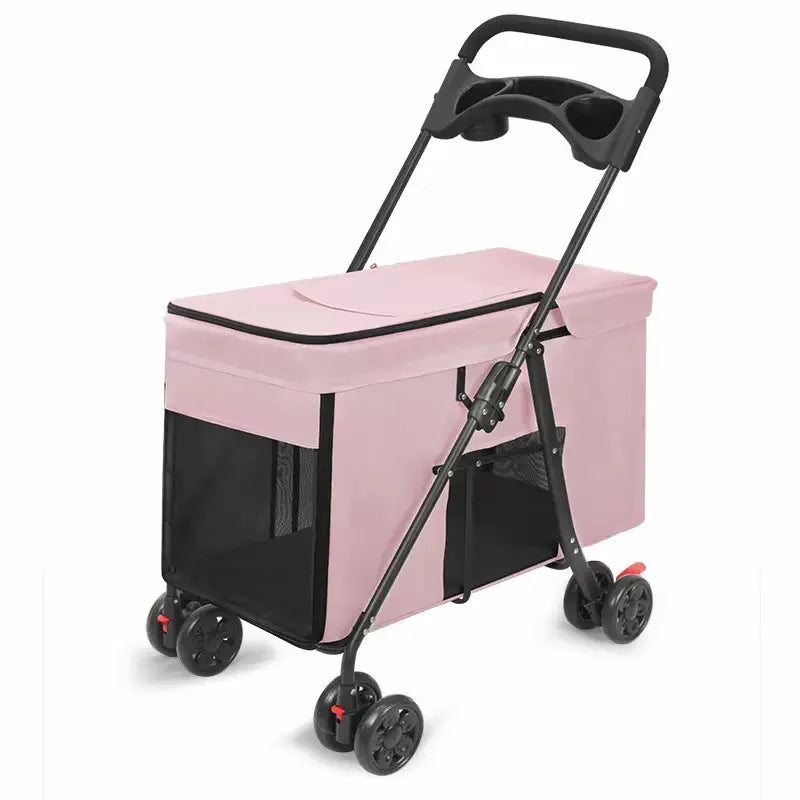 Custom Foldable Pet Stroller for Large Dogs & Multi-Pet Travel | Heavy-Duty, Lightweight, Breathable Design
