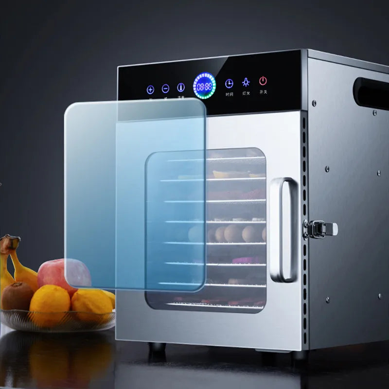8-Tier Stainless Steel Food Dehydrator,Commercial Power, Digital Thermostat(30°C-90°C), for Jerky/Fruits/Herbs, BPA-Free