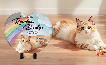 Personalized Pet Memorial Stone,Custom Cat Grave Marke Plaque With Photo&Name,Garden Slate Tombstone Pet Loss Remembrance Gift