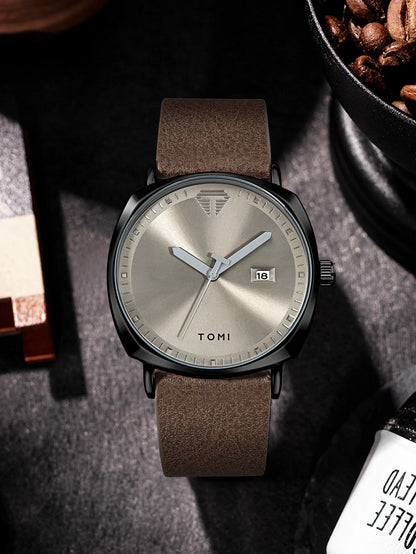 TOMI New 2PCS Luxury Business Men Watch Gift Box Set Simple and Casual Men Calendar Quartz Watch Pen Reloj Men Holiday Gift