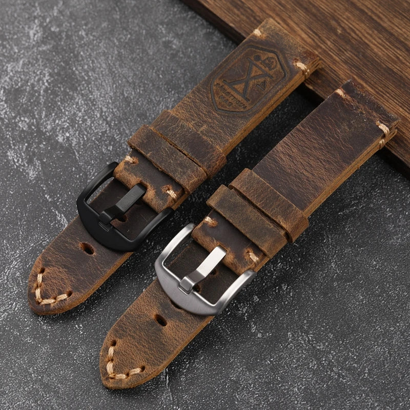 Handmade First Layer Cowhide Leather Watchband 20 22 23 24 26MM Brown Padded Leather Strap For PAM111 441 Soft Men's Bracelet