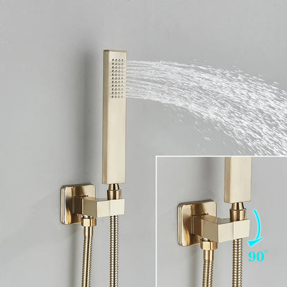 SHBSHAIMY Thermostatic Shower Faucets Bathroom Black Waterfall Shower Set Chrome Wall Mounted Three Ways Hot And Cold Mixer Tap