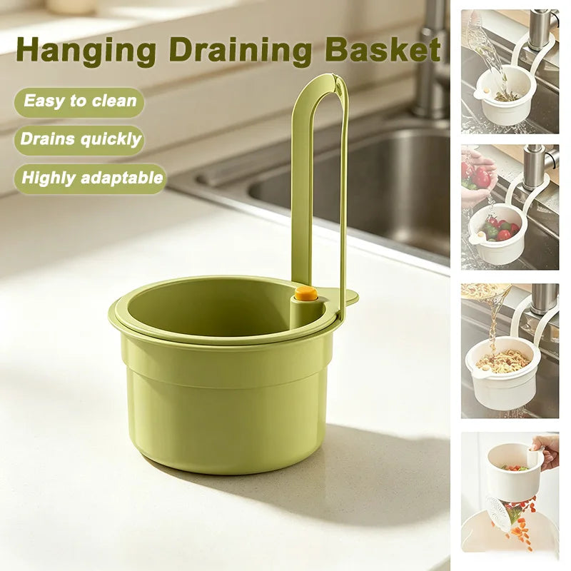 Self Cleaning Kitchen Sink Strainer Basket Press Automatic Dumping Waste Catcher Faucet Hanging Draining Basket Trash Filter