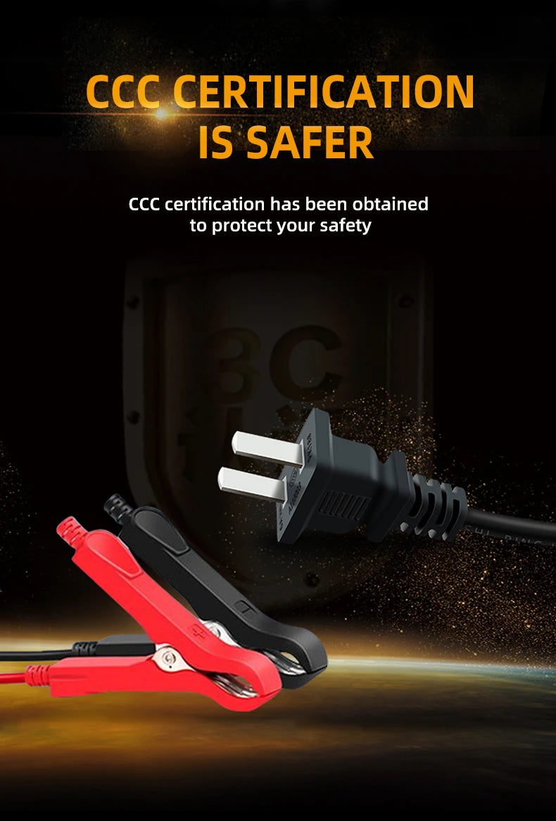 12V 6V Motorcycle Toy Car Battery Charger Mini Lead Acid Battery Charger 2A Full Automatic Charging Puls Repair for Auto Motorcy