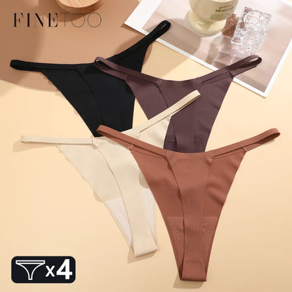 4PcsSet Seamless Ultra-thin Underwear Women Sexy Thin Belt Panties Female High Stretch Thongs Girls Breathable G-String Lingerie