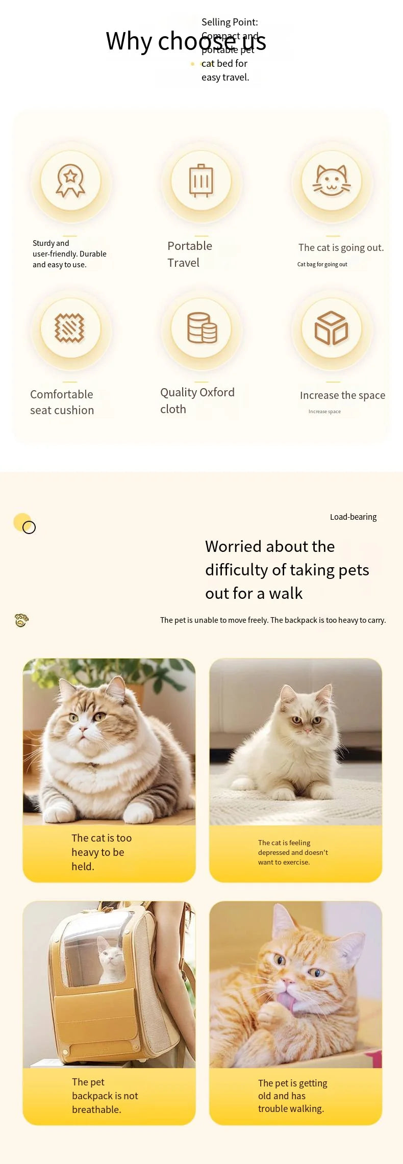 Backpack for Cats and Dogs, Portable Pet Bag for Outdoor Use, Large Capacity Space Cabin, Carrying Cat and Dog Box, Outdoor Bag