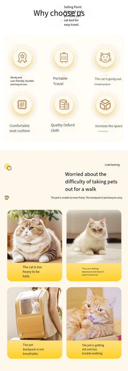 Backpack for Cats and Dogs, Portable Pet Bag for Outdoor Use, Large Capacity Space Cabin, Carrying Cat and Dog Box, Outdoor Bag