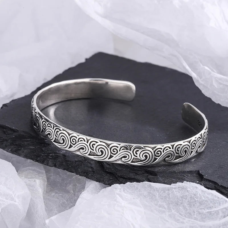 New Arrival Retro Wave Bracelets 925 Sterling Silver Jewelry Fashion Spray Personality Sweet Cloud Opening Bangles TYB116