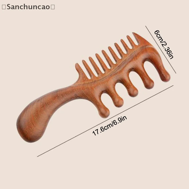 1Pcs Golden Silk Sandalwood Narrow Dual-purpose Comb Care Scalp Comb Gua Sha Meridian Dredging Hairdressing Tool