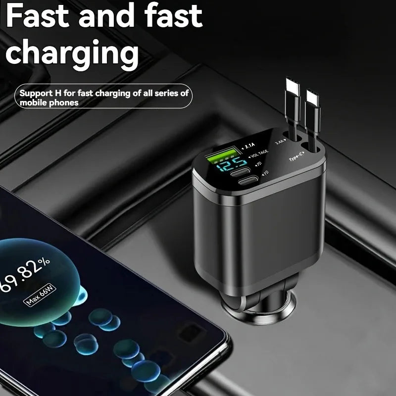 One-to-five vehicle mobile phone charger, supporting super-fast charging, with ambient light and starry sky light