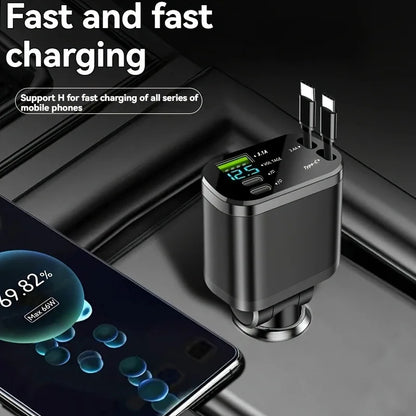 One-to-five vehicle mobile phone charger, supporting super-fast charging, with ambient light and starry sky light