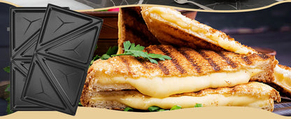 Aigostar 750W Sandwich Maker/Grill/Waffle 3 in 1. Compact Size with Automatic Thermostatic System, Non-Stick and Removable Plate