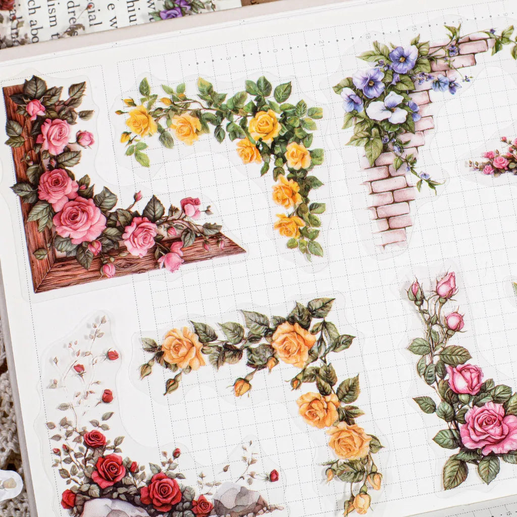 30 Pcs Flowers Corner Stickers PET sticker package DIY diary decoration sticker album scrapbooking Junk Journal