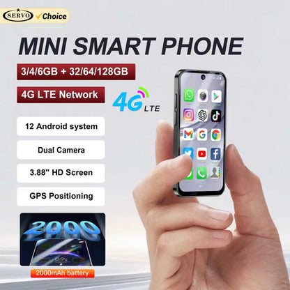 SERVO 19PRO Android Mini Smartphone 4G LTE Dual SIM Standby 6GB RAM 128GB ROM Play Store WiFi OTG 3.88" Screen Small Smart Phone