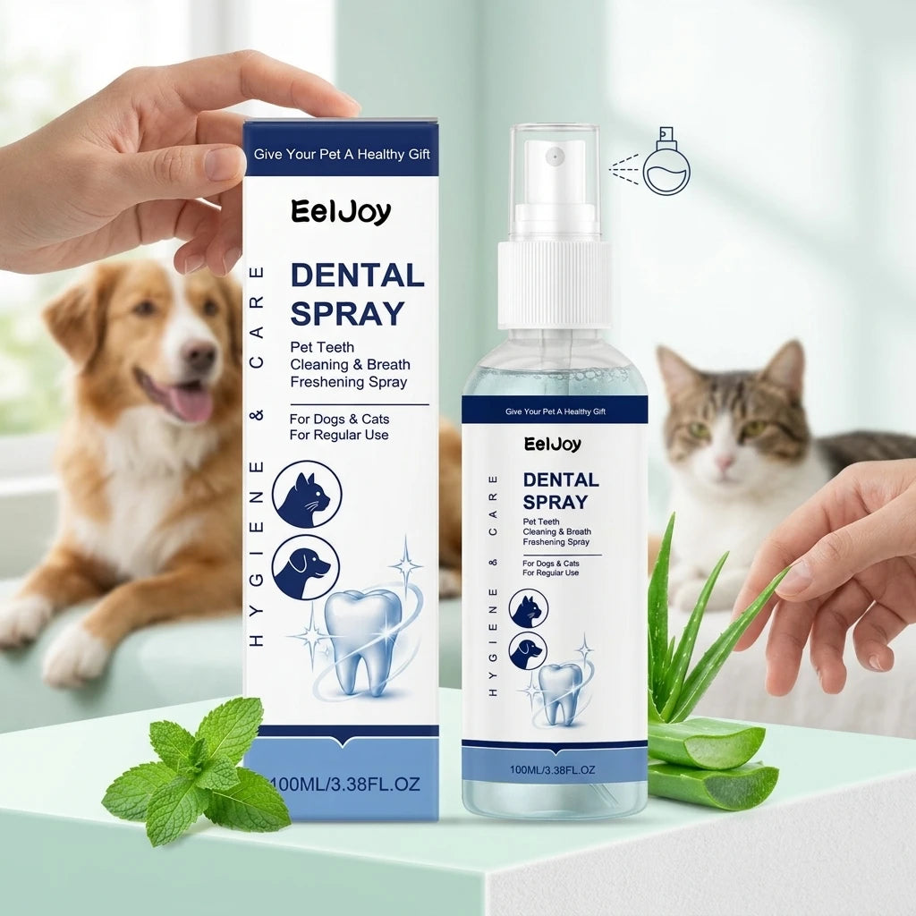 Pet Dental Care Spray Remoce Plaque & Tartar Buildup Reduce Odor Soothe Inflamed Sensitive Gums No Brushing Teeth Cleaning Spray