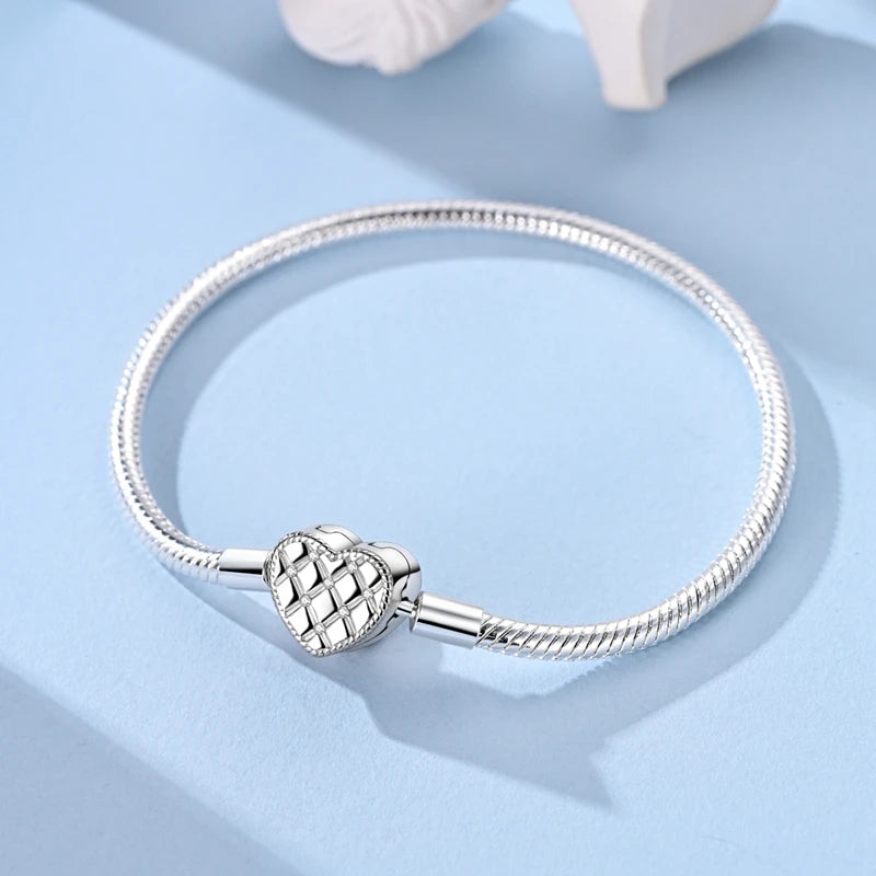 Original 925 Sterling Silver Bracelets 17-20CM Love Heart Flowers Butterfly Charms Beads Bracelet For Women Fashion Jewelry Gift