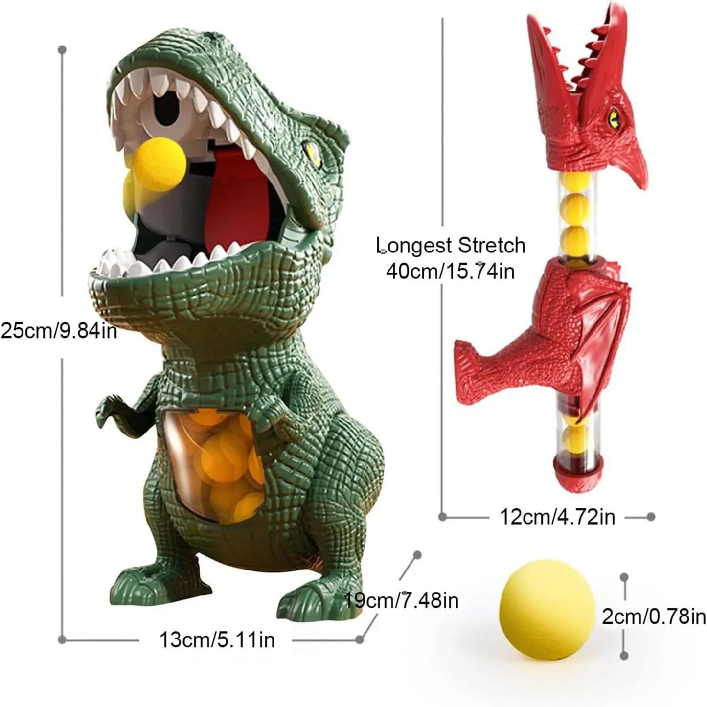 Kids Dinosaur Shooting Toy Gun 360 Degree Omni Rotatable Mist Spray Design Air Popper Soft EVA Ball Blaster Educational Parent-Child Battle Play Toy for Home Backyard Party