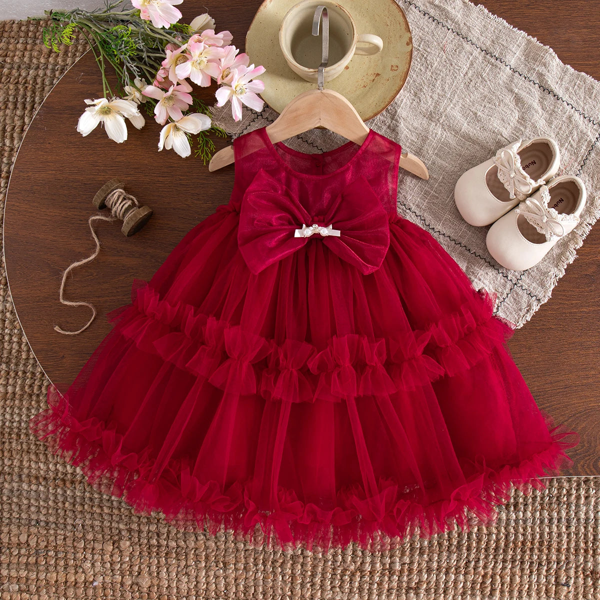 Baby Girl Dress Summer New Sweet Bow Children'S Clothing Suitable For Birthday Parties (9 Months -3 Years Old)