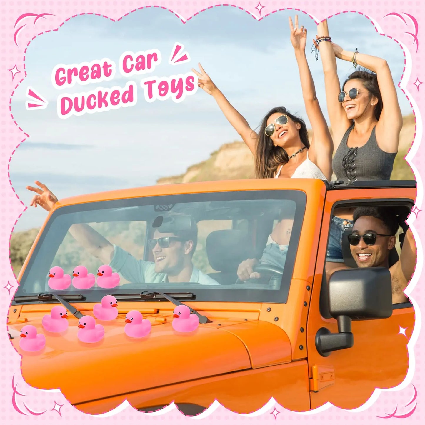 1-100pc Pink Mini Rubber Ducks Set in Bulk Float Squeak Tiny Ducks Rubber Duck Toy for Kids Party Birthday Supplies