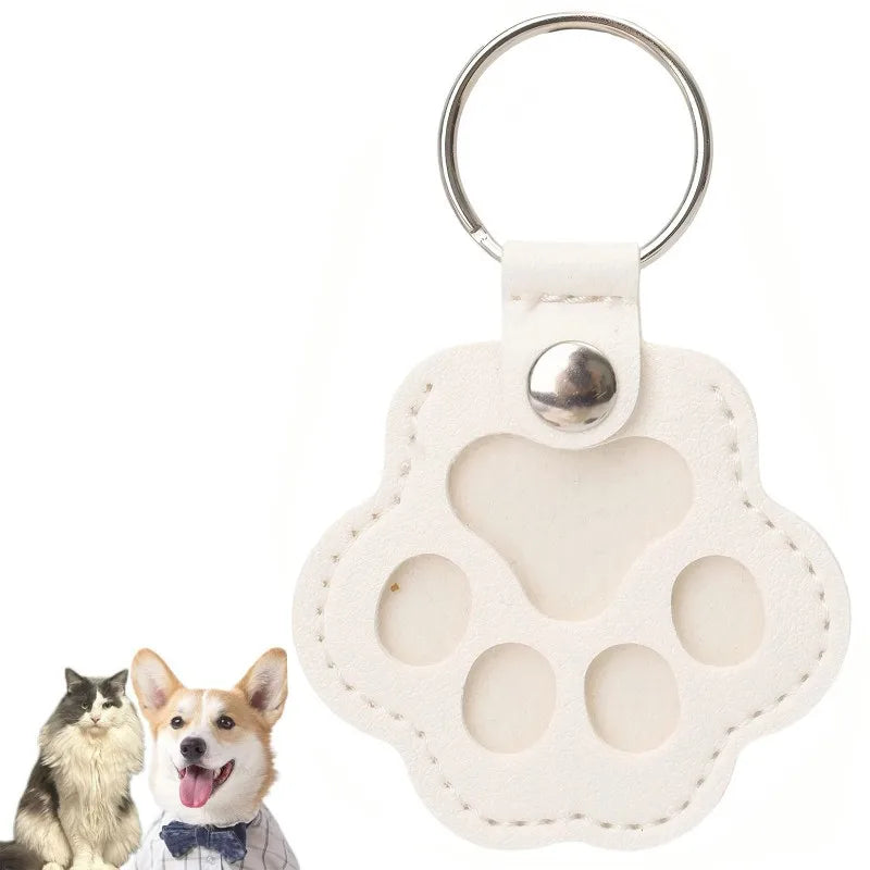 Leather Memorial Pet Hair Storage Bag Cat Paw Keychain DIY Homemade Pet Memorial Keychain for Commemorative Gift Bag Wallet