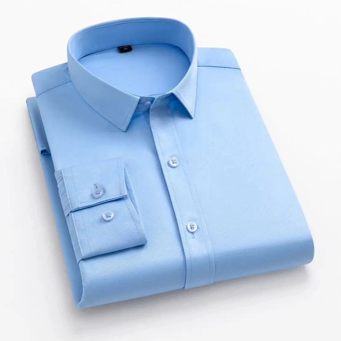 55-105KG Men's long sleeved elastic shirt, non ironing business dress, professional work attire, stand up collar shirt