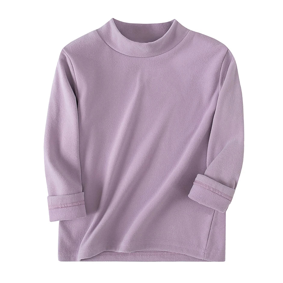 1/3/4 Pcs Children's Mid-collar Bottoming Shirt in Autumn And Winter Solid Color Joker Girls' Long sleeve T-shirt Boys' Casual S
