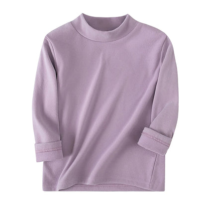 1/3/4 Pcs Children's Mid-collar Bottoming Shirt in Autumn And Winter Solid Color Joker Girls' Long sleeve T-shirt Boys' Casual S
