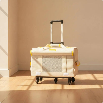 Structured Pet Carrier Bag Foldable Travel Container Trolley for Cats Spacious